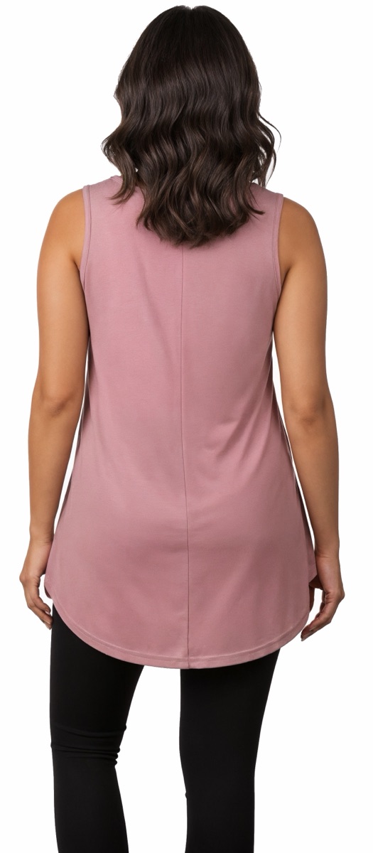 Back view of the SepiMeli swing tunic showing hip and backside coverage